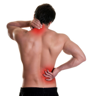 Neck and back inflamed red with pain